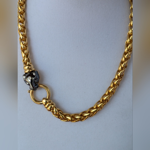 Vintage Fine Gold tone solid collar Panther head closure‎ - Picture 8 of 15